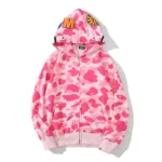 A Bathing Ape Camouflage Pink Bape Shark Hoodie