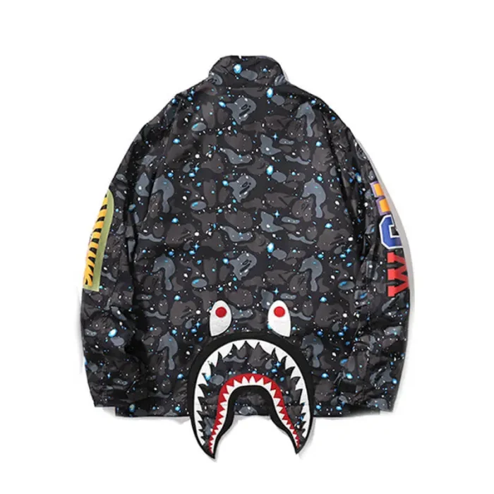 Camouflage Hooded Zipper Red Bape Shark Jacket