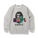 Black and Grey Bape Patch Crewneck Mens Sweatshirt