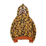 Camouflage Mouth Bape Shark Full Zip Hoodie Yellow