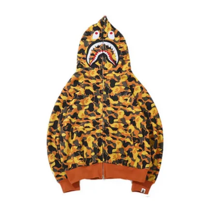 Camouflage Mouth Bape Shark Full Zip Hoodie Yellow