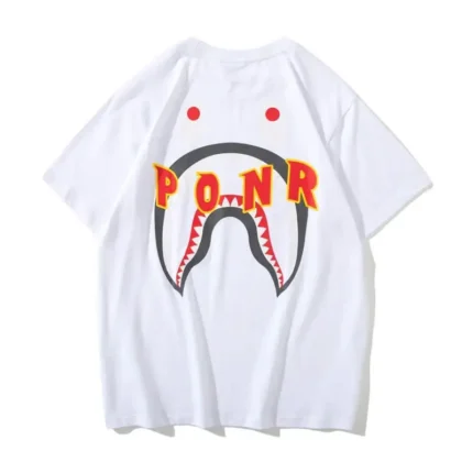 Casual White Bape Shark Camo PONR Shirt