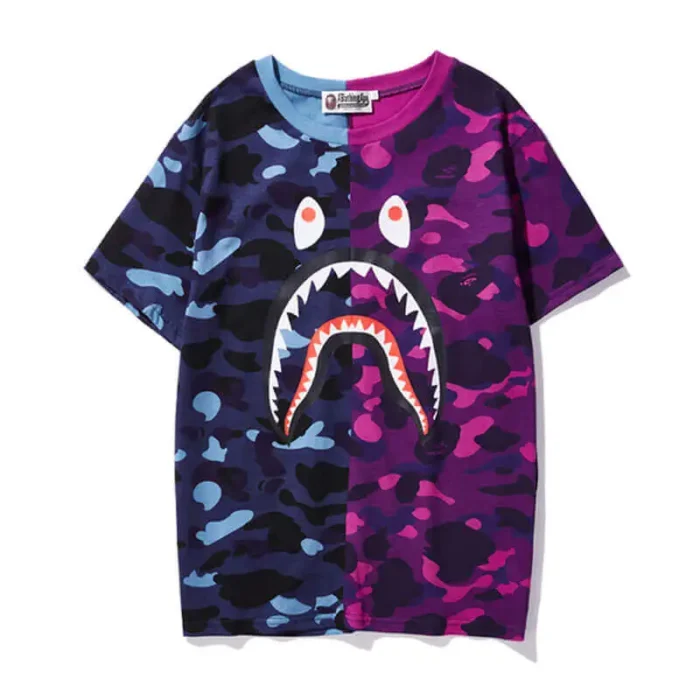 Short Sleeve Camouflage Bape Shark Camo T Shirt